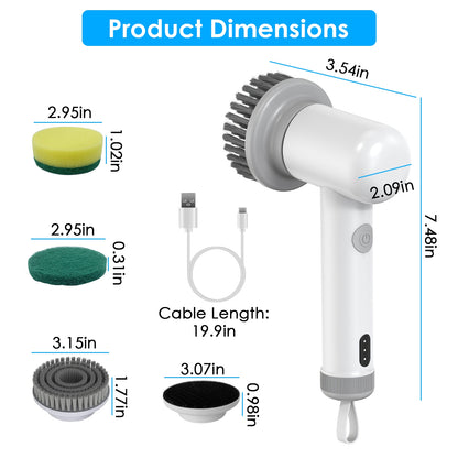 1Set Electric Handheld Spin Scrubber Cordless Cleaning Brush With 2 Rotating Speeds 3 Cleaning Brushes Rechargeable Shower Scrubber For Kitchen Dish Bathtub Sink Tile