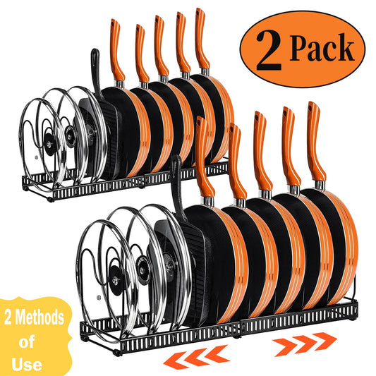 2 Pack Expandable Pot Lid Rack Organizer, Pans Organizer Rack, Pots And Pans Organizer Rack Cookware Set Organizer